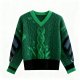 Multi-Green Cable Knit Sweater