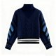 Navy Turtleneck Cable Knit Sweater