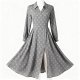Gray Polo Collar Polka Dot Maxi Dress