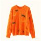 Bright Orange Citrus Openwork Knit Sweater