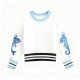 White & Light Blue Underwater Cable Knit Sweater