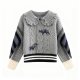 Gray Ruffled Collar Cable Knit Sweater (Pig Pattern)