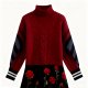 Burgundy Turtleneck Cable Knit Sweater (Rose Skirt Combo)
