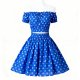 Blue Off-Shoulder Polka Dot Two-Piece Set
