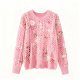 Pink Cherry Blossom Openwork Knit Sweater